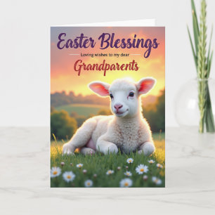 Lamb Easter Blessings Grandparents Card