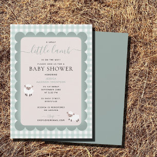 Lamb Farm Party Animals Blue Boy Baby Shower Invitation
