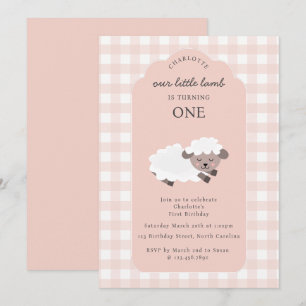 Lamb Farm Party Animals Girls 1st Birthday Girl Invitation