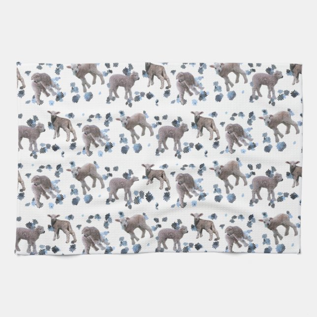 Lamb Frenzy Kitchen Towel (choose colour) (Horizontal)