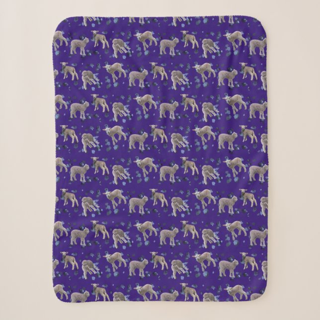 Lamb Frenzy Sherpa Blanket (Purple) (Front)