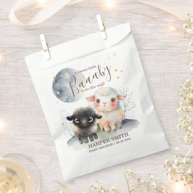 Lamb Gender Neutral Baby Shower Favour Bag (Clipped)