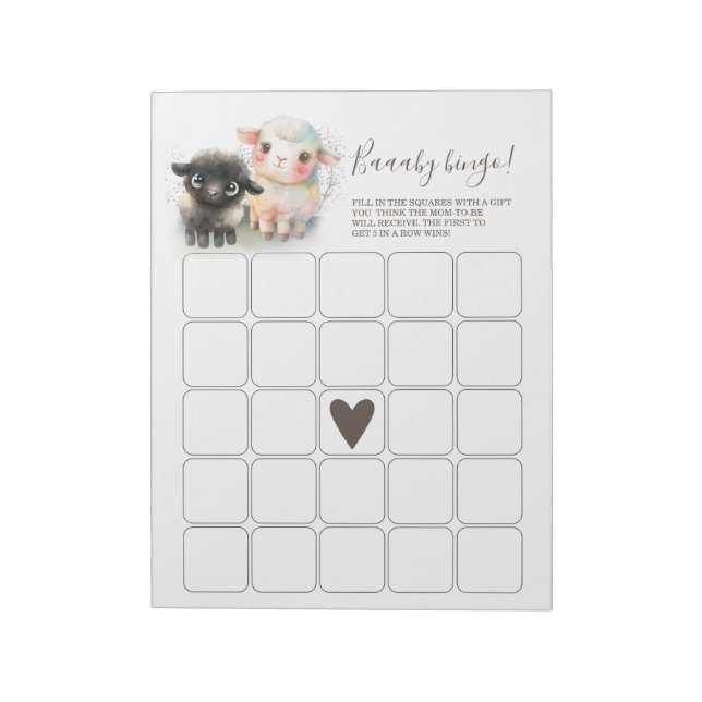 Lamb Gender Neutral Baby Shower Notepad (Rotated)