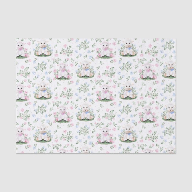 Lamb Gender Reveal Baby Shower Tissue Paper (Front)