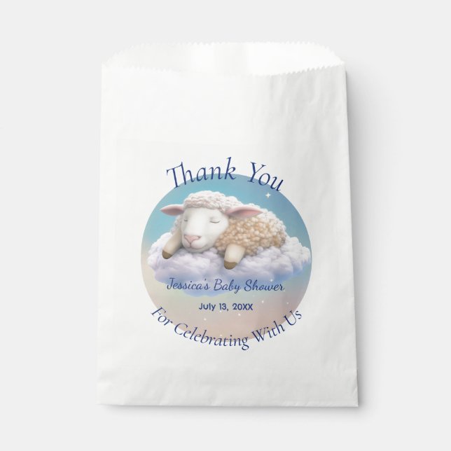 Lamb In The Clouds Baby Shower Favour Bag (Front)