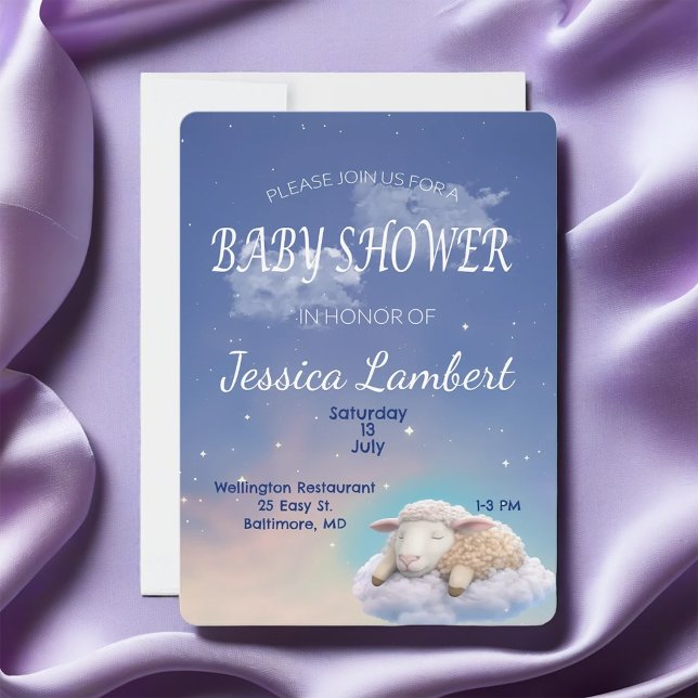 Lamb In The Clouds Baby Shower Invitation (Creator Uploaded)