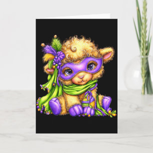 Lamb Mardi Gras Nola Mask Beads Cute Sheep Boys Gi Card