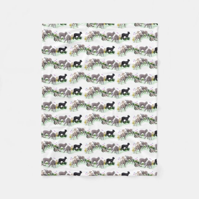 Lamb Meadow Fleece Blanket (choose colour) (Front)
