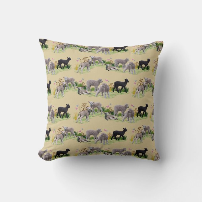Lamb Meadow Pillow (Gold) (Front)