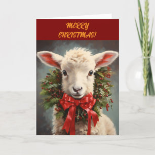 LAMB n WREATH CHRISTMAS CARD