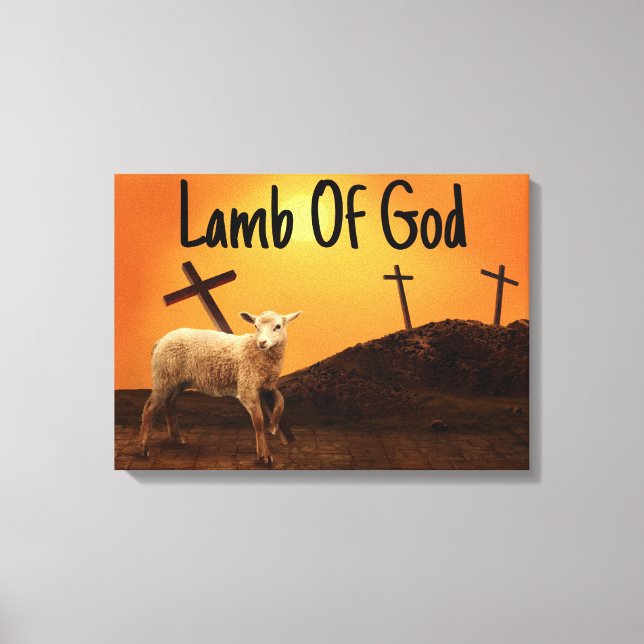Lamb Of God Biblical Cross Canvas Wall Art (Front)