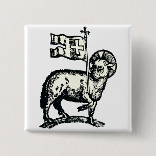 Lamb of God symbol of Christian faith 2 Inch Square Button
