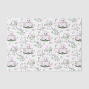Lamb Pink Roses Floral Baby Shower Tissue Paper