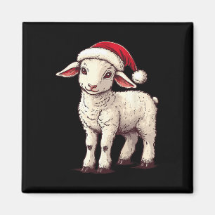 Lamb Santa Hat Funny Framer Lamb Lover Xmas Christ Magnet
