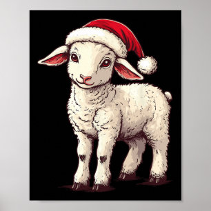 Lamb Santa Hat Funny Framer Lamb Lover Xmas Christ Poster