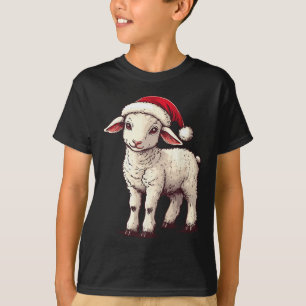 Lamb Santa Hat Funny Framer Lamb Lover Xmas Christ T-Shirt