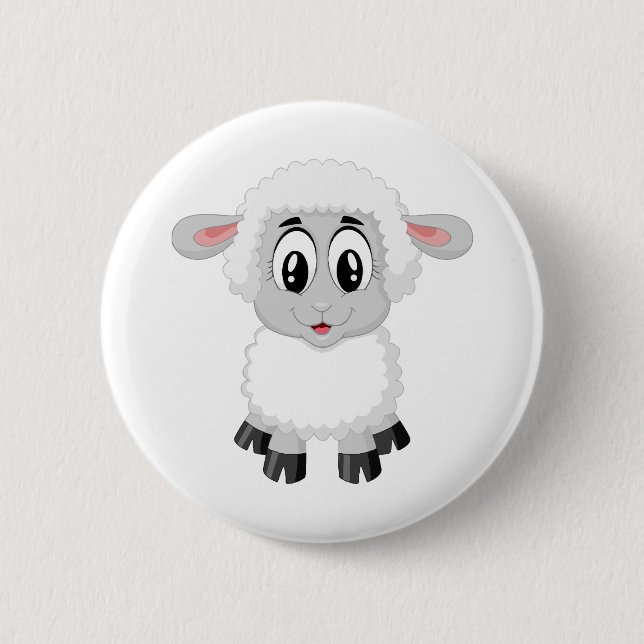 Lamb sheep cute farm animal baby 2 inch round button (Front)