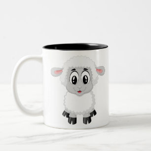Lamb sheep cute farm animal baby Two-Tone coffee mug