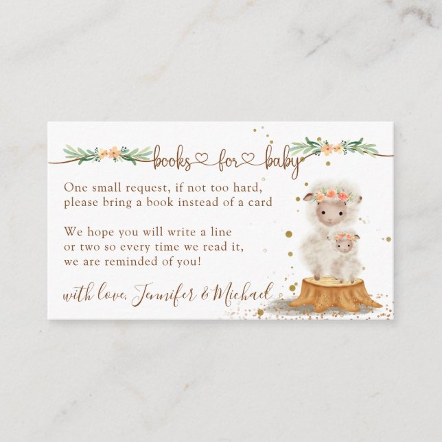 Lamb Sheep New Mommy Books for Baby Enclosure Card (Front)