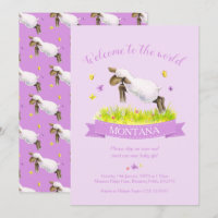 Lamb skipping cute welcome to the world purple
