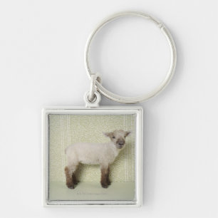 Lamb Standing Indoors, and Floral Wallpaper Keychain