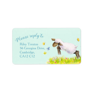 Lamb whimsy watercolor reply address labels
