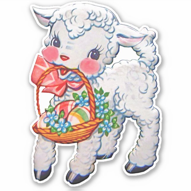 Lamb With Basket Vinyl Sticker (Front)