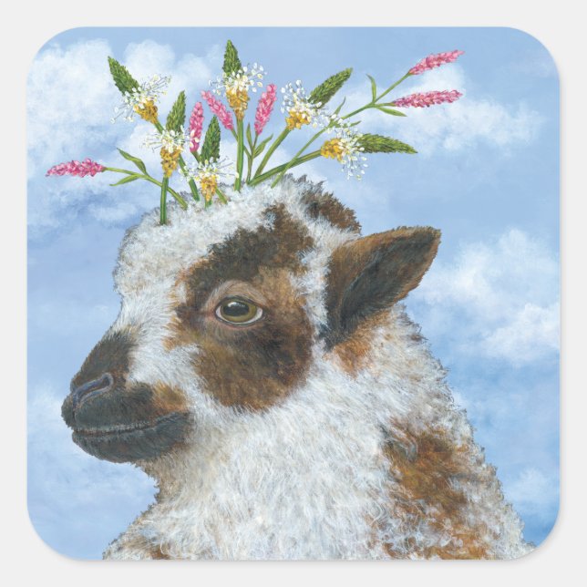 Lamb with wildflowers stickers (Front)
