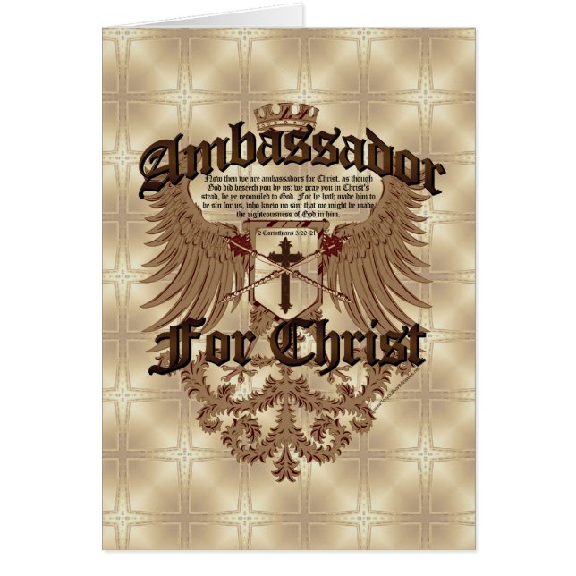 L'Ambassadeur For le Christ, vers de bible de (Devant)