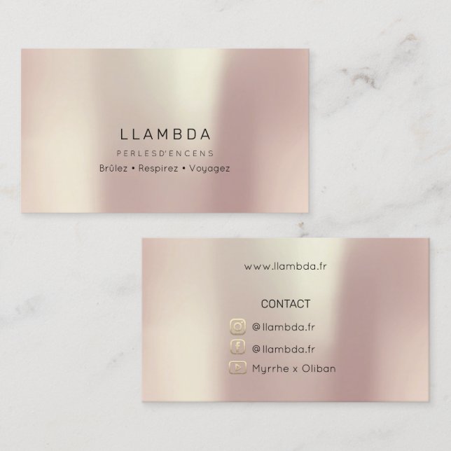 Lambda Rose Pearly Abstract Minimal Social Media Business Card (Front/Back)