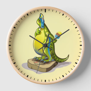 Lambeosaurus Standing On A Weight Scale. Clock