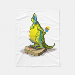 Lambeosaurus Standing On A Weight Scale. Fleece Blanket