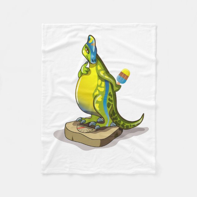Lambeosaurus Standing On A Weight Scale. Fleece Blanket (Front)