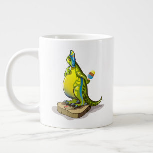 Lambeosaurus Standing On A Weight Scale. Large Coffee Mug