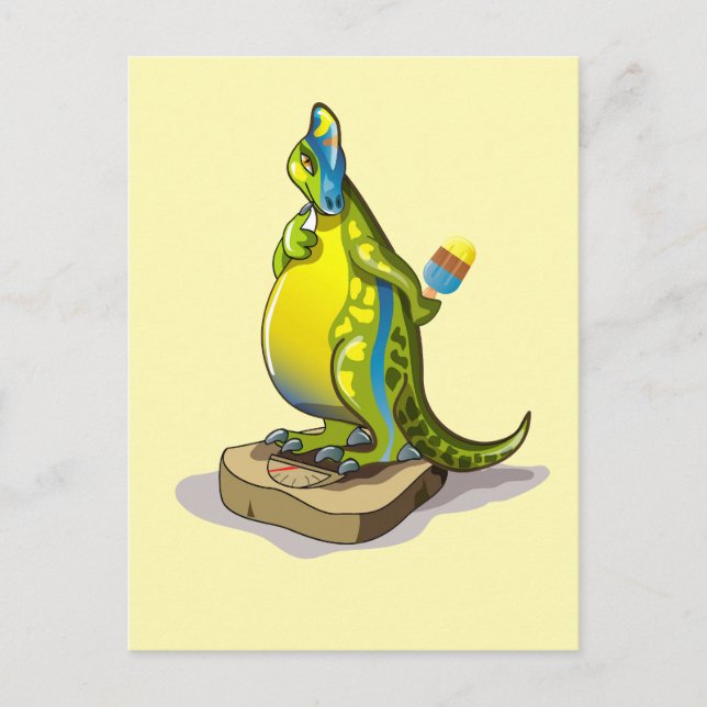 Lambeosaurus Standing On A Weight Scale. Postcard (Front)