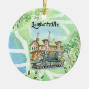 Lambertville New Jersey Map Ceramic Ornament