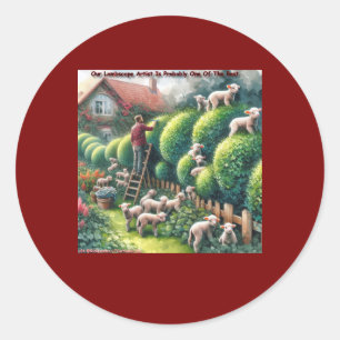 Lambscape Artist: Topiary Gone Woolly Classic Round Sticker