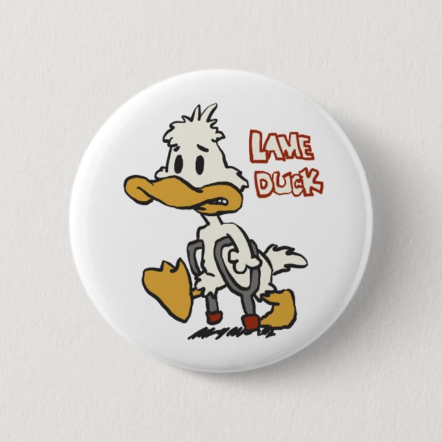 Lame duck cartoon | choose background colour 2 inch round button (Front)