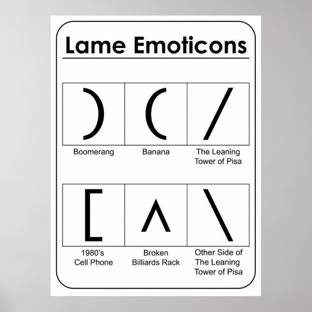 Lame Emoticons Chart Funny Poster (Front)