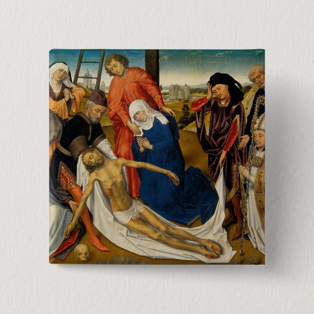Lamentation over Dead Christ, c. 1460-1464 2 Inch Square Button (Front)