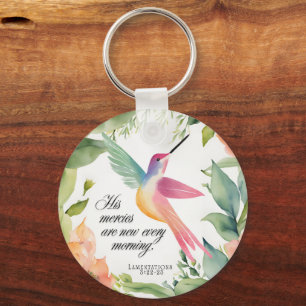 Lamentations 3:22-23 Hummingbird Christian Keychain