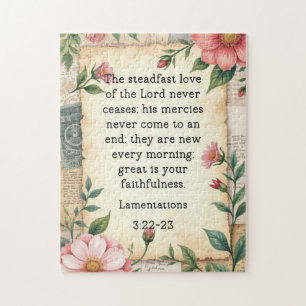 Lamentations 3:22–23 Vintage Floral Design Jigsaw Puzzle