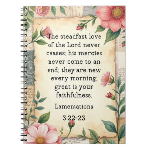 Lamentations 3:22–23 Vintage Floral Design  Notebook