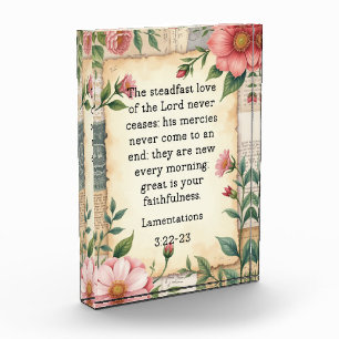 Lamentations 3:22–23 Vintage Floral Design  Photo Block