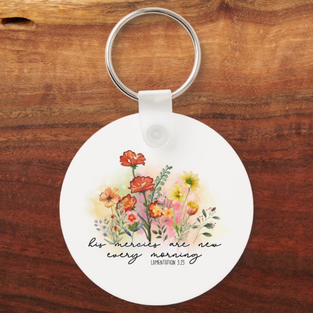 Lamentations 3:23 His Mercies New Every Morning Keychain (Front)
