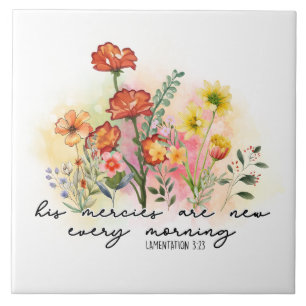 Lamentations 3:23 His Mercies New Every Morning Tile