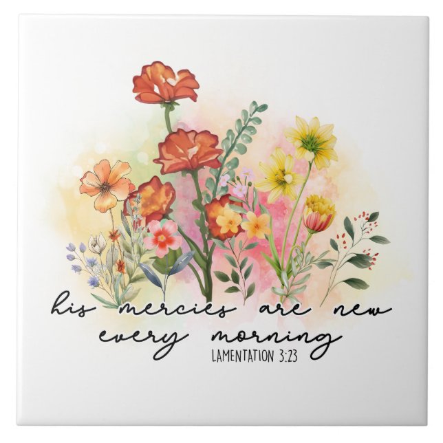 Lamentations 3:23 His Mercies New Every Morning Tile (Front)