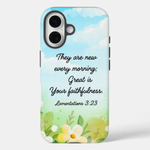 Lamentations 3:23 Yellow Spring Christian iPhone 16 Case
