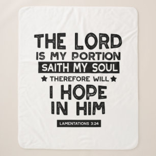 Lamentations 3:24 The Lord is My Portion Quotes Sherpa Blanket