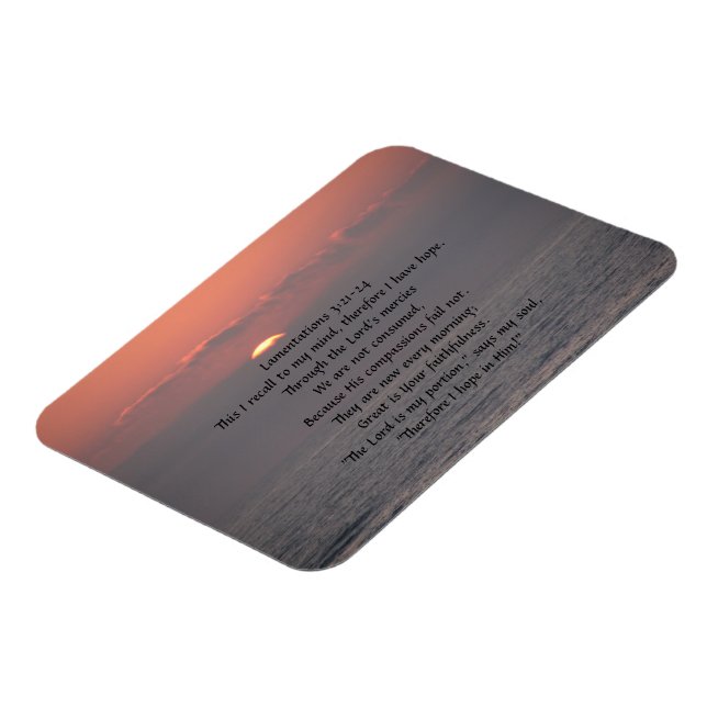 Lamentations 3 ocean sunrise magnet (Left Side)